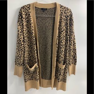 J. Crew Leopard Jacquard Cardigan in Medium